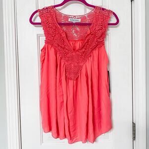 KONTROL • Coral Crochet Flowy Boho Tank Top